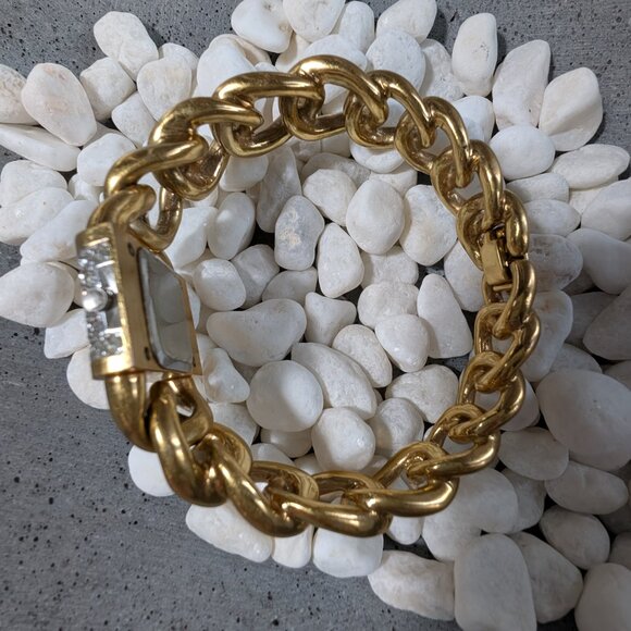 Franklin Mint Watch Designer Alfred Durante Link Bracelet 22k GP Swiss Mov. '89 - Picture 5 of 6